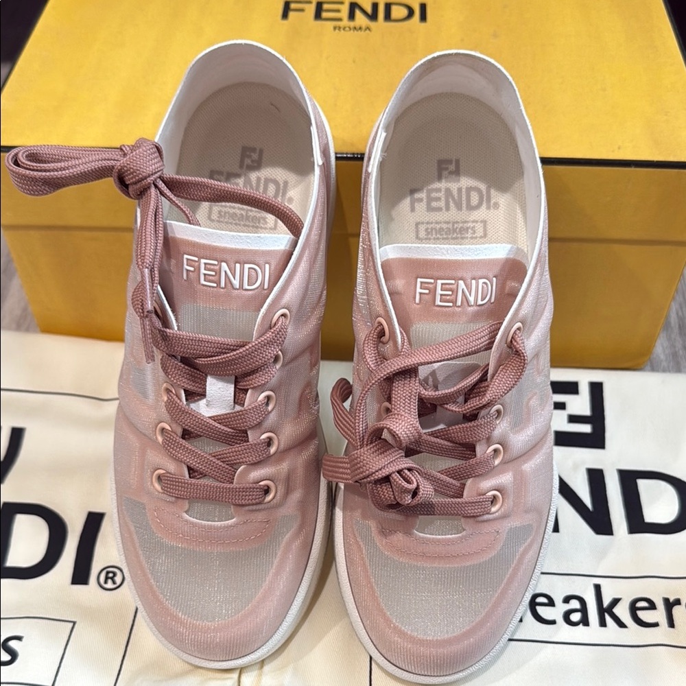 Fendi Pink Sneakers with Lace-Up Design - Picture 3 of 7